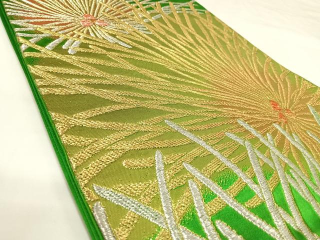 平和屋着物◎六通柄袋帯　松　金銀糸　正絹　逸品　AABK0680yx