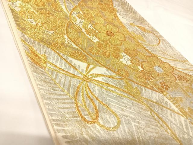 平和屋着物◎六通柄袋帯　舞花文　金銀糸　三越扱い　正絹　逸品　AABK0689yx