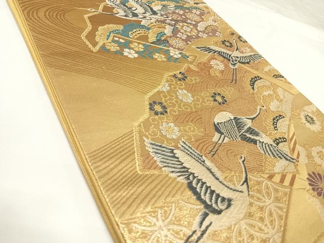 平和屋着物◎六通柄袋帯　飛鶴吉祥文　金銀糸　正絹　逸品　AABK0690yx