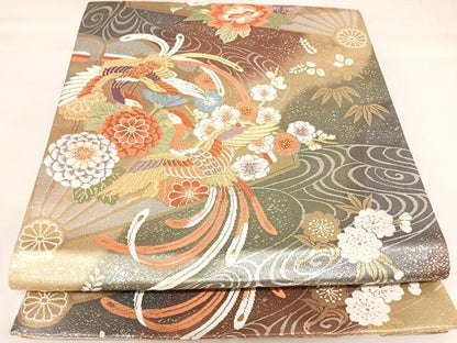 平和屋着物◎西陣　六通柄袋帯　唐織　吉祥名彩文　金銀糸　正絹　逸品　AABK0697yx
