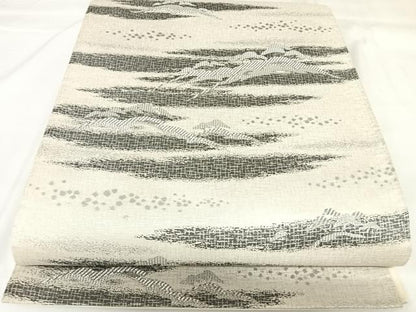 平和屋着物◎六通柄袋帯　松　銀糸　正絹　逸品　AABK0708yx