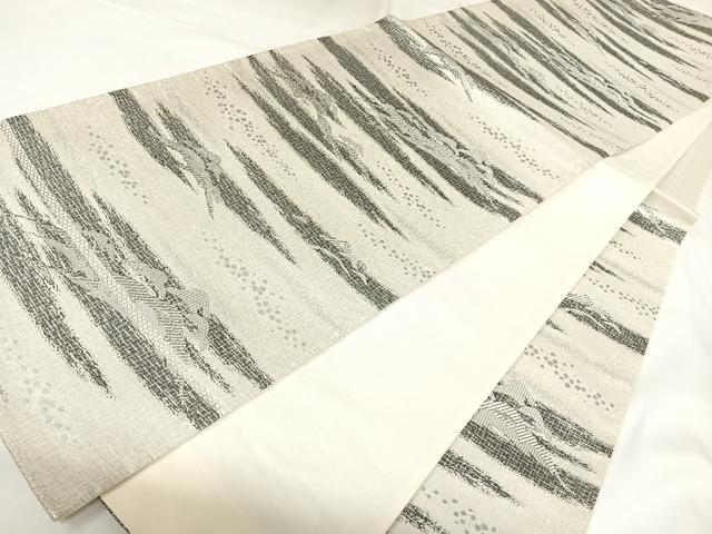 平和屋着物◎六通柄袋帯　松　銀糸　正絹　逸品　AABK0708yx