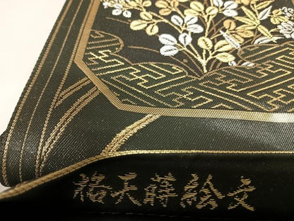 平和屋着物◎六通柄袋帯　格天蒔絵文　金銀糸　正絹　逸品　AABK0711yx