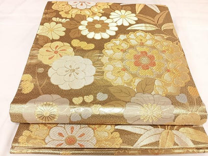 平和屋着物◎六通柄袋帯　花丸文　金銀糸　正絹　逸品　AABK0712yx