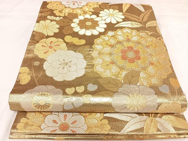 平和屋着物◎六通柄袋帯　花丸文　金銀糸　正絹　逸品　AABK0712yx