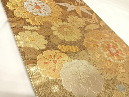 平和屋着物◎六通柄袋帯　花丸文　金銀糸　正絹　逸品　AABK0712yx