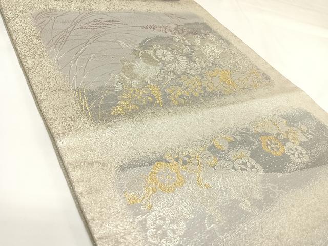 平和屋着物◎六通柄袋帯　草花文　金銀糸　正絹　逸品　AABK0716yx
