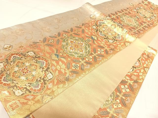 平和屋着物◎六通柄袋帯　正倉院花文　金銀糸　正絹　逸品　AABK0717yx