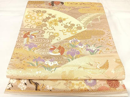 平和屋着物◎六通柄袋帯　唐織　光悦錦　金糸　正絹　逸品　AABK0719yx