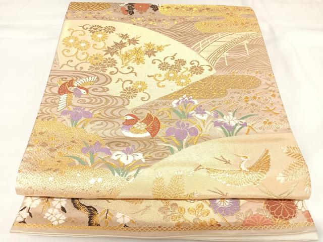 平和屋着物◎六通柄袋帯　唐織　光悦錦　金糸　正絹　逸品　AABK0719yx