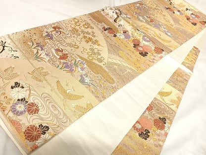 平和屋着物◎六通柄袋帯　唐織　光悦錦　金糸　正絹　逸品　AABK0719yx