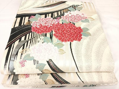 平和屋着物◎六通柄袋帯　唐織　紫陽花　金銀糸　正絹　逸品　AABK0721yx