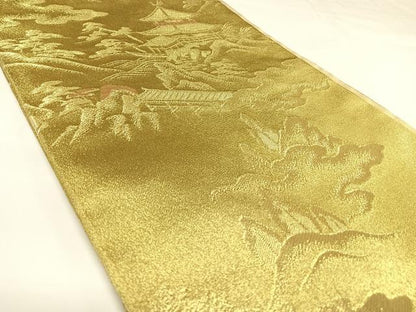 平和屋着物◎六通柄袋帯　風景文　金糸　正絹　逸品　AABK0731yx