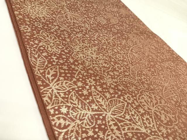 平和屋着物◎六通柄　本袋帯　草花文　金糸　正絹　逸品　AABK0746yx
