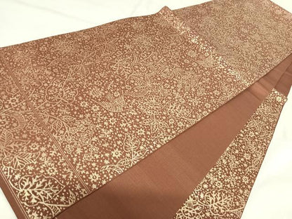 平和屋着物◎六通柄　本袋帯　草花文　金糸　正絹　逸品　AABK0746yx