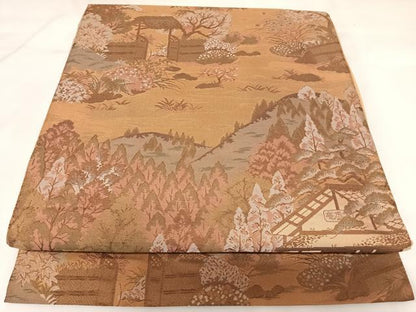 平和屋着物◎六通柄袋帯　都名所絵図　光悦寺　正絹　逸品　AABK0748yx