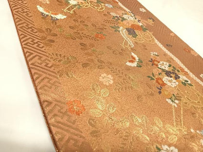 平和屋着物◎佐賀錦　六通柄袋帯　唐織　花車文　金糸　正絹　逸品　AABK0751yx