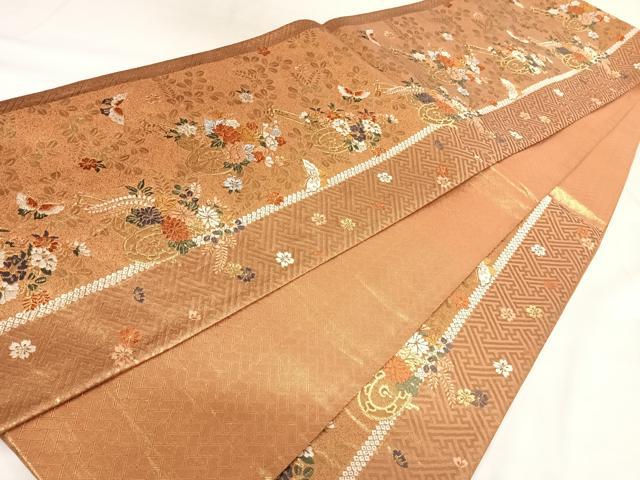 平和屋着物◎佐賀錦　六通柄袋帯　唐織　花車文　金糸　正絹　逸品　AABK0751yx