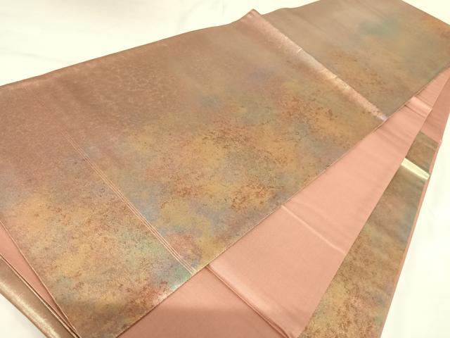 平和屋着物◎六通柄袋帯　霞文　引箔　正絹　逸品　AABK0753yx