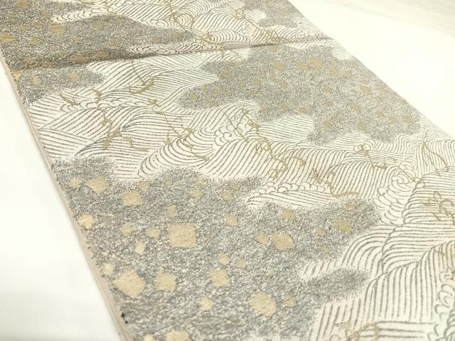 平和屋着物◎六通柄　本袋帯　立波文字文　上代箔錦　金糸　正絹　逸品　AABK0756yx