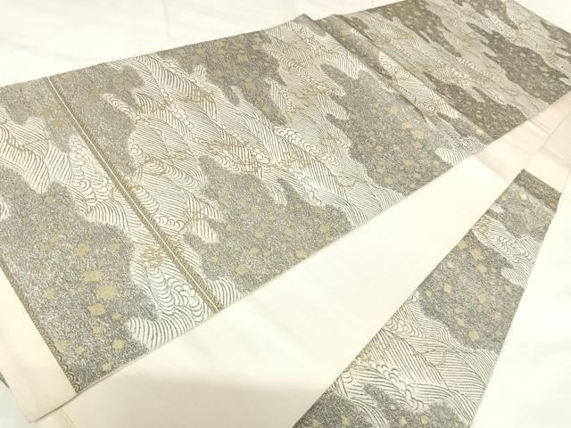平和屋着物◎六通柄　本袋帯　立波文字文　上代箔錦　金糸　正絹　逸品　AABK0756yx