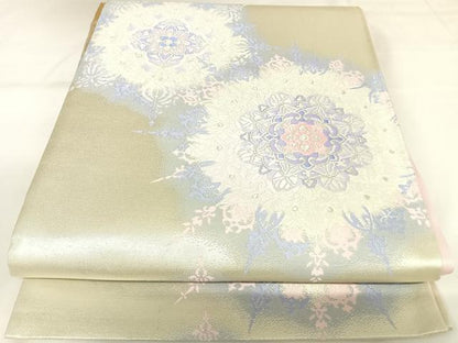 平和屋着物◎六通柄袋帯　唐織　雪華　銀糸　正絹　逸品　AABK0763yx