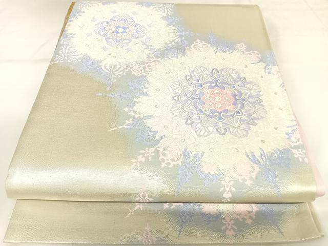 平和屋着物◎六通柄袋帯　唐織　雪華　銀糸　正絹　逸品　AABK0763yx