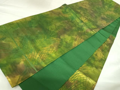 平和屋着物◎六通柄袋帯　松葉　金糸　正絹　逸品　AABK0766yx