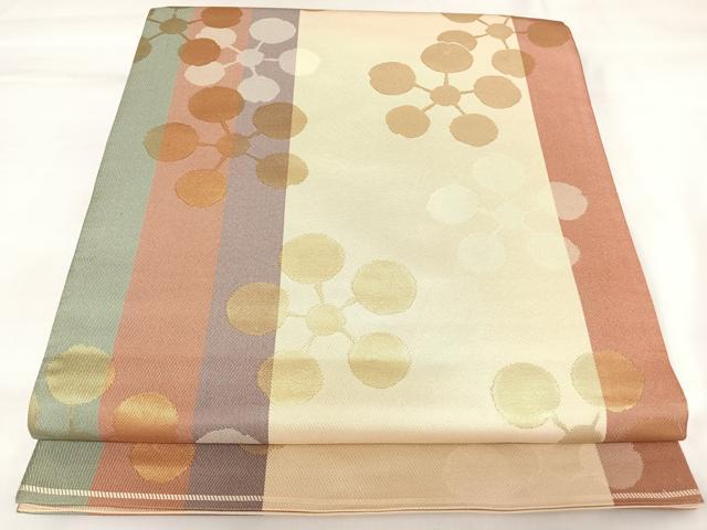 平和屋着物◎六通柄袋帯　舞花間道　金糸　正絹　逸品　AABK0769yx