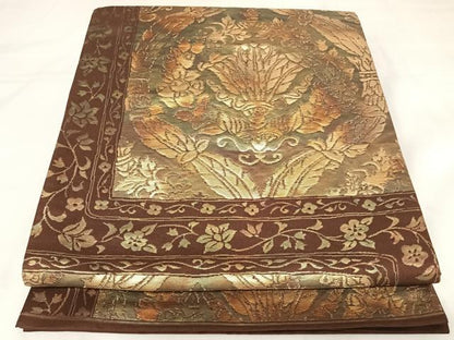 平和屋着物◎六通柄袋帯　飾花文　金糸　引箔　正絹　逸品　AABK0771yx