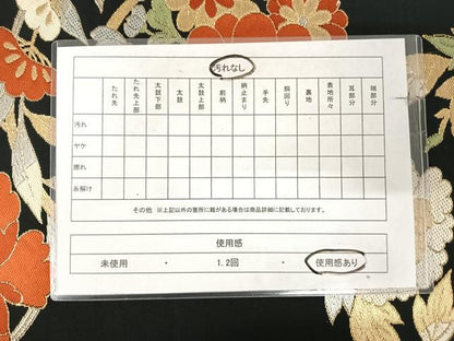 平和屋着物◎六通柄　本袋帯　唐織　花丸文　銀座　越後屋　黒地　金銀糸　正絹　逸品　AABK0778yx
