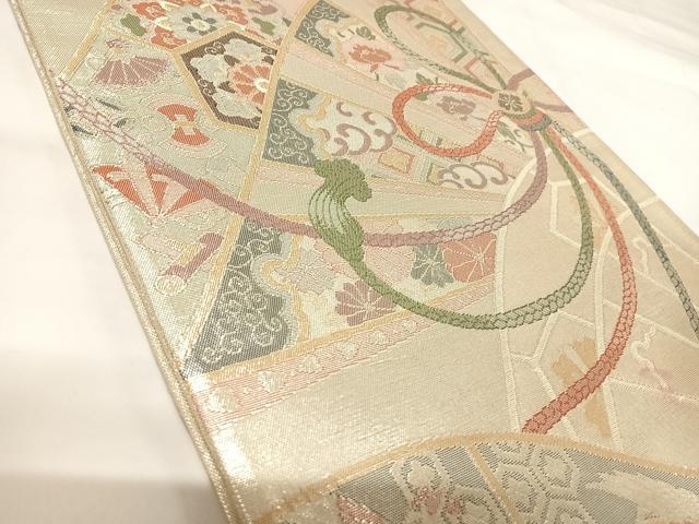平和屋着物◎900織特選佐賀錦　六通柄袋帯　片輪車花文　金銀糸　正絹　逸品　AABK0782yx