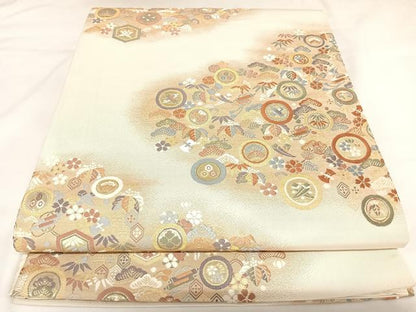 平和屋着物◎六通柄袋帯　唐織　宝づくし　本漆箔　正絹　逸品　AABK0784yx