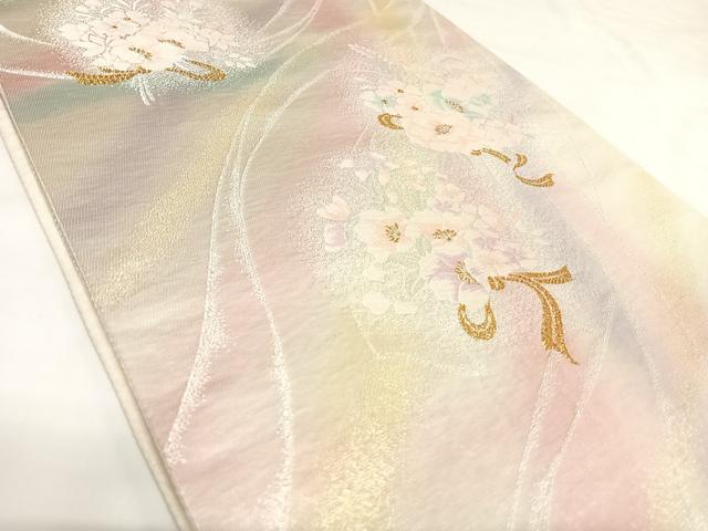 平和屋着物◎六通柄袋帯　唐織　花束文　金銀糸　正絹　逸品　AABK0785yx