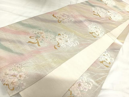 平和屋着物◎六通柄袋帯　唐織　花束文　金銀糸　正絹　逸品　AABK0785yx