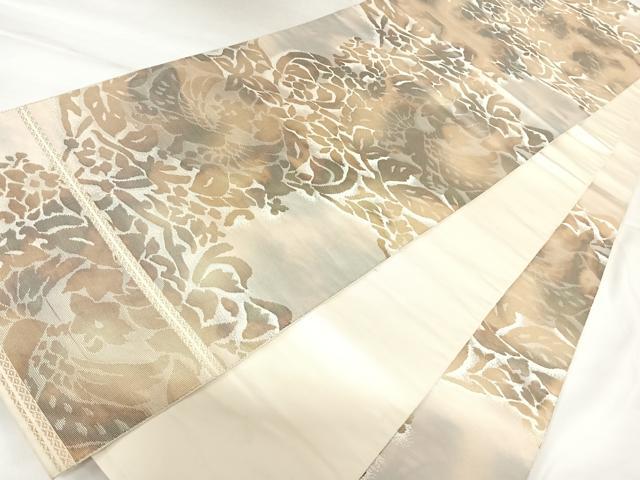 平和屋着物◎六通柄袋帯　草花文　金糸　正絹　逸品　AABK0793yx