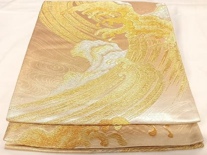 平和屋着物◎六通柄袋帯　立波文　金銀糸　正絹　逸品　AABK0799yx