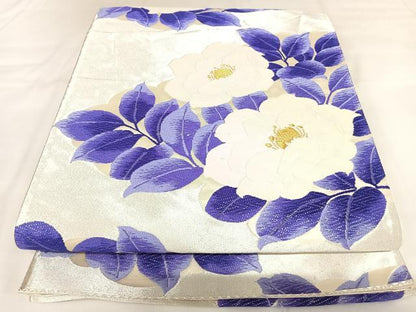 平和屋着物◎六通柄袋帯　唐織　草花文　金銀糸　正絹　逸品　AABK0806yx