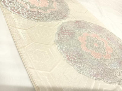 平和屋着物◎六通柄袋帯　唐織　正倉院花文　オーロラ箔　正絹　逸品　AABK0807yx