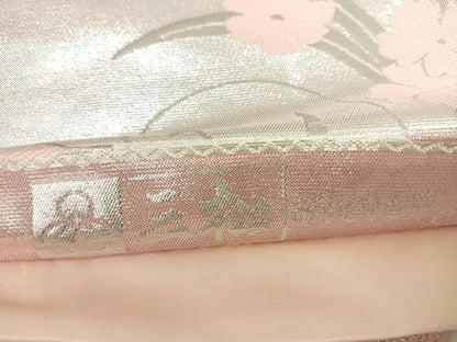 平和屋着物◎六通柄袋帯　唐織　草花文　三松オリジナル　金銀糸　正絹　逸品　AABK0808yx