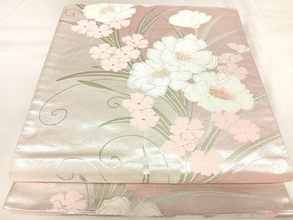 平和屋着物◎六通柄袋帯　唐織　草花文　三松オリジナル　金銀糸　正絹　逸品　AABK0808yx