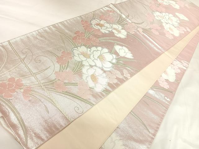 平和屋着物◎六通柄袋帯　唐織　草花文　三松オリジナル　金銀糸　正絹　逸品　AABK0808yx