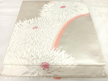 平和屋着物◎六通柄袋帯　唐織　菊　金糸　正絹　逸品　AABK0809yx