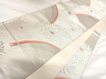 平和屋着物◎六通柄袋帯　唐織　菊　金糸　正絹　逸品　AABK0809yx