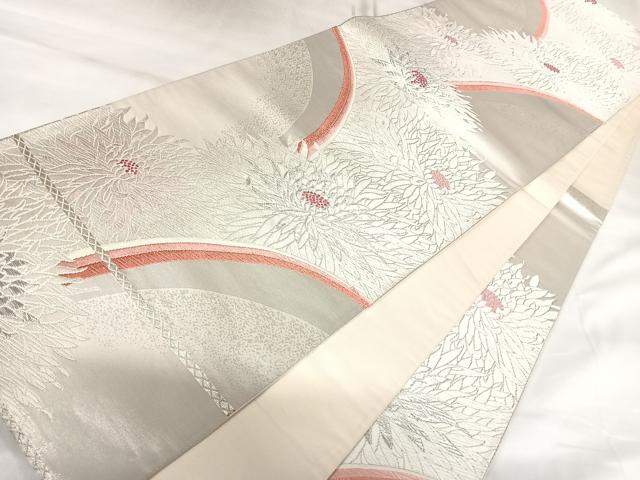 平和屋着物◎六通柄袋帯　唐織　菊　金糸　正絹　逸品　AABK0809yx