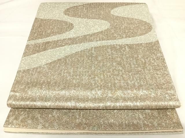 平和屋着物◎六通柄袋帯　流水文　本漆津軽箔　正絹　逸品　AABK0810yx