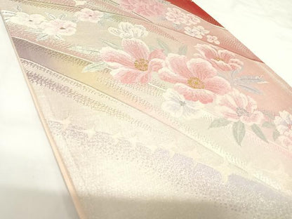 平和屋着物◎六通柄袋帯　唐織　草花文　金銀糸　正絹　逸品　AABK0812yx