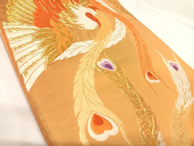 平和屋着物◎六通柄袋帯　唐織　鳳凰　金糸　正絹　逸品　AABK0816yx