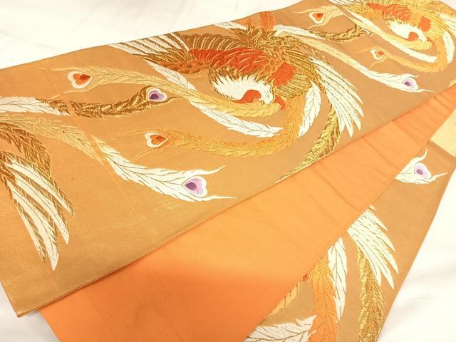 平和屋着物◎六通柄袋帯　唐織　鳳凰　金糸　正絹　逸品　AABK0816yx