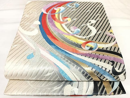 平和屋着物◎六通柄袋帯　唐織　鬘帯文　金銀糸　正絹　逸品　AABK0818yx
